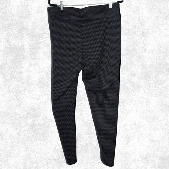 Hope & Harlow Black Houndstooth Stretch Pants L Pull-On Slim Leg Office Goth Alt - Picture 2 of 5